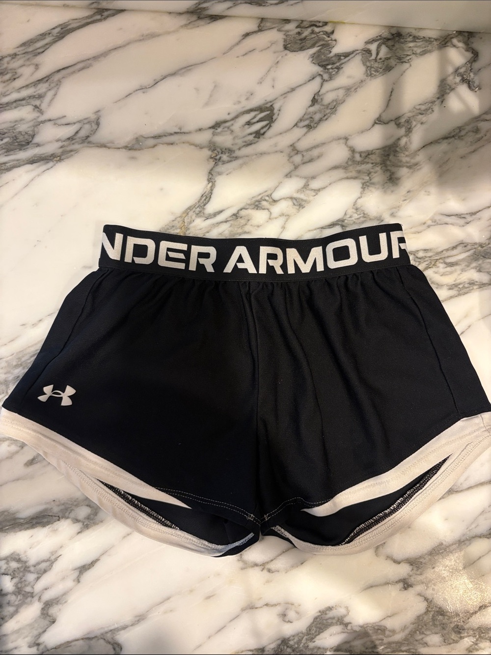 Under Armour Black Youth Athletic Shorts with White Trim